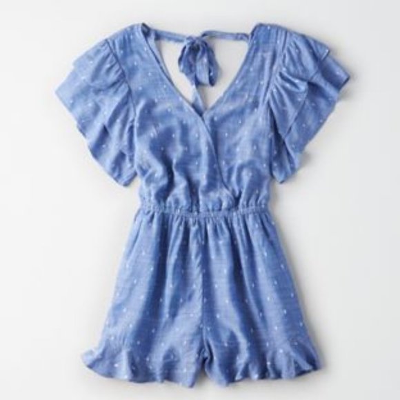 American Eagle Outfitters Pants - 🦋 American Eagle Outfitters Back Tie Blue Romper